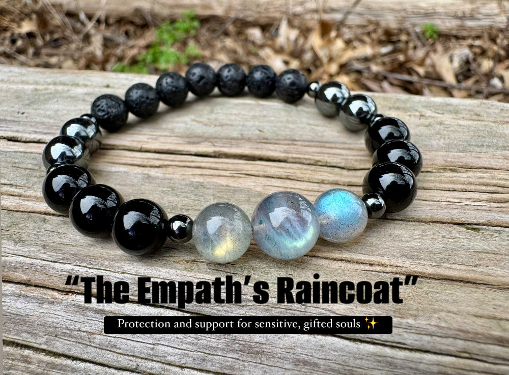 Empath Protection - Aura Shield - Absorb Negativity " The Empath's Raincoat " Black Tourmaline Gemstones - Crystal Healing Empathy Bracelet