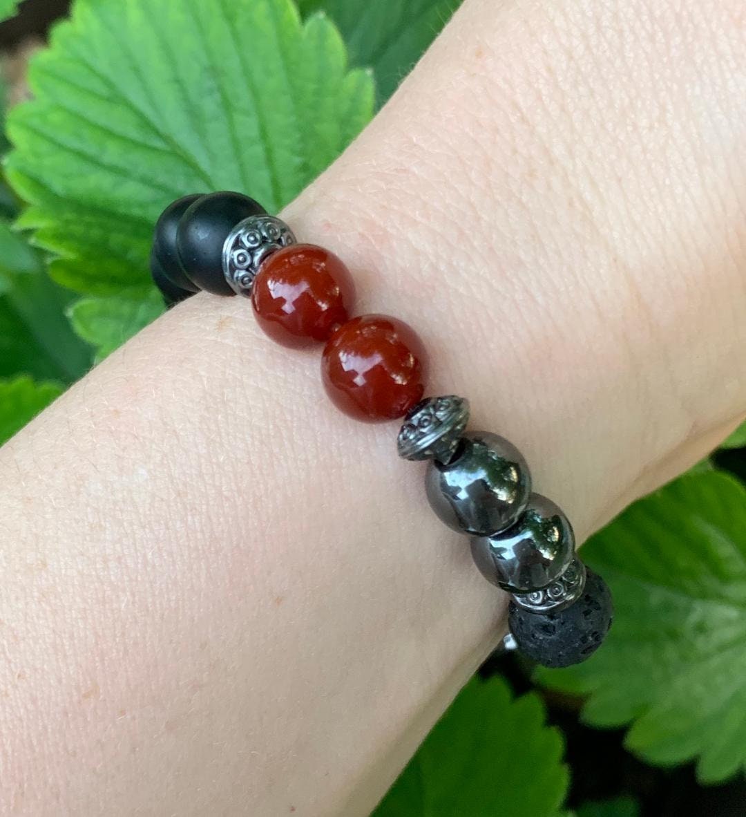 Strength - Courage - Protection " The Forge " Military - Crystal Healing - High Quality REAL Gemstone Bracelet - Spiritual Growth