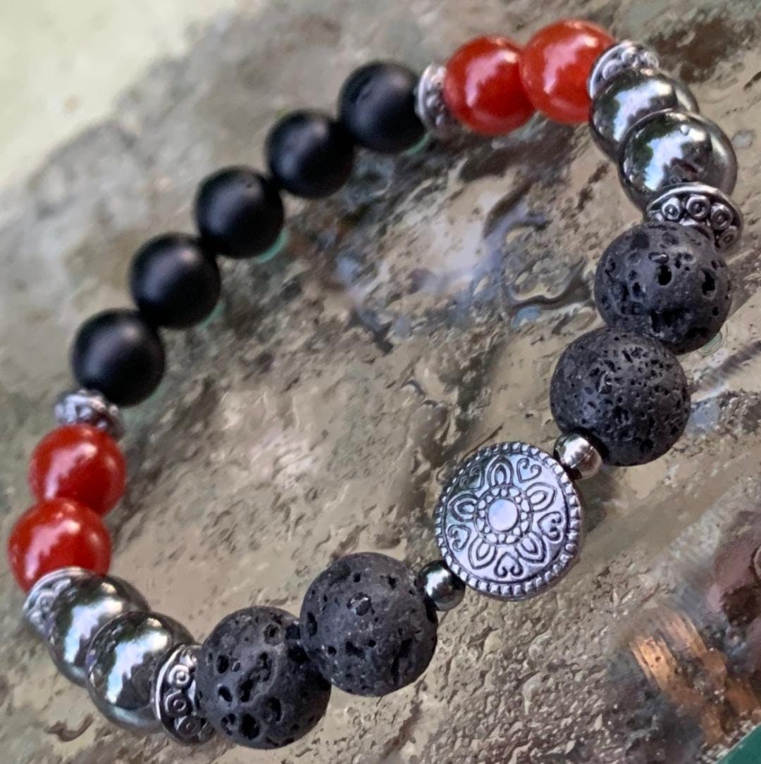 Strength - Courage - Protection " The Forge " Military - Crystal Healing - High Quality REAL Gemstone Bracelet - Spiritual Growth
