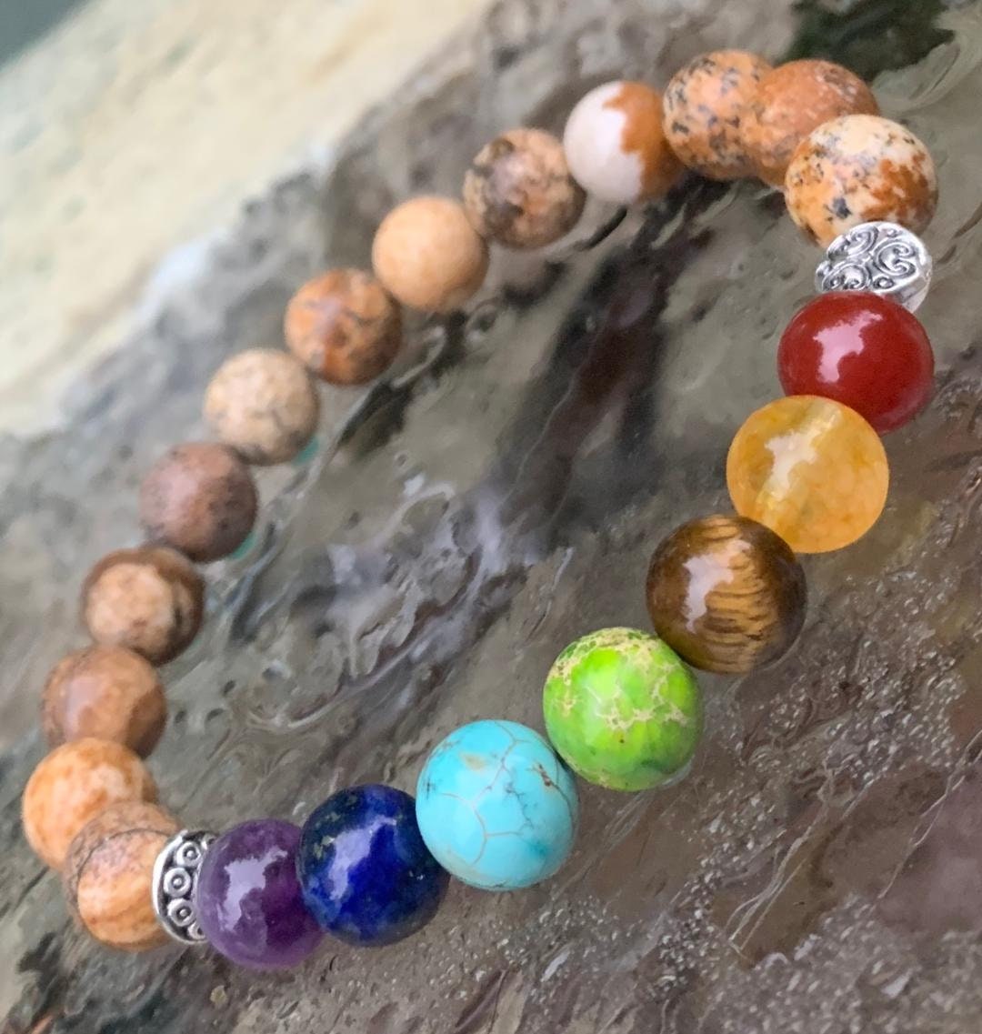 Chakra Balance - High Grade AAA Picture Jasper - Grounding - Connection to Earth - REAL Crystal Healing - Quality Gemstone Bracelet