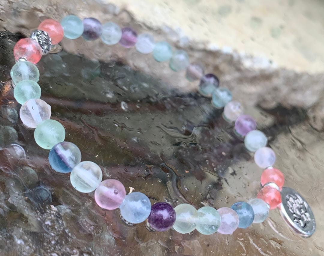 Concentration - Confidence - Mental Clarity " Fluorite Focus " Student - Study Help - REAL Crystal Therapy Holistic Healing Bracelet