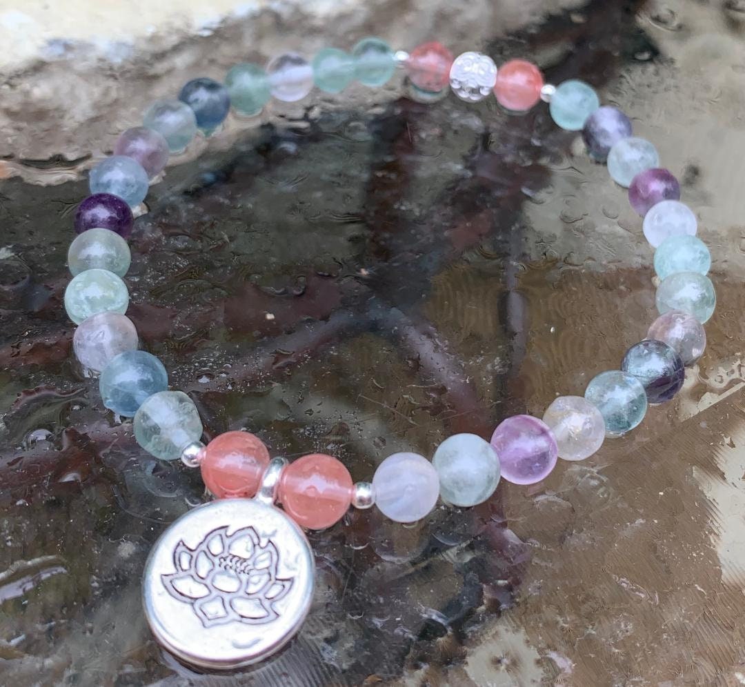 Concentration - Confidence - Mental Clarity " Fluorite Focus " Student - Study Help - REAL Crystal Therapy Holistic Healing Bracelet