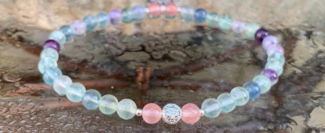 Concentration - Confidence - Mental Clarity " Fluorite Focus " Student - Study Help - REAL Crystal Therapy Holistic Healing Bracelet