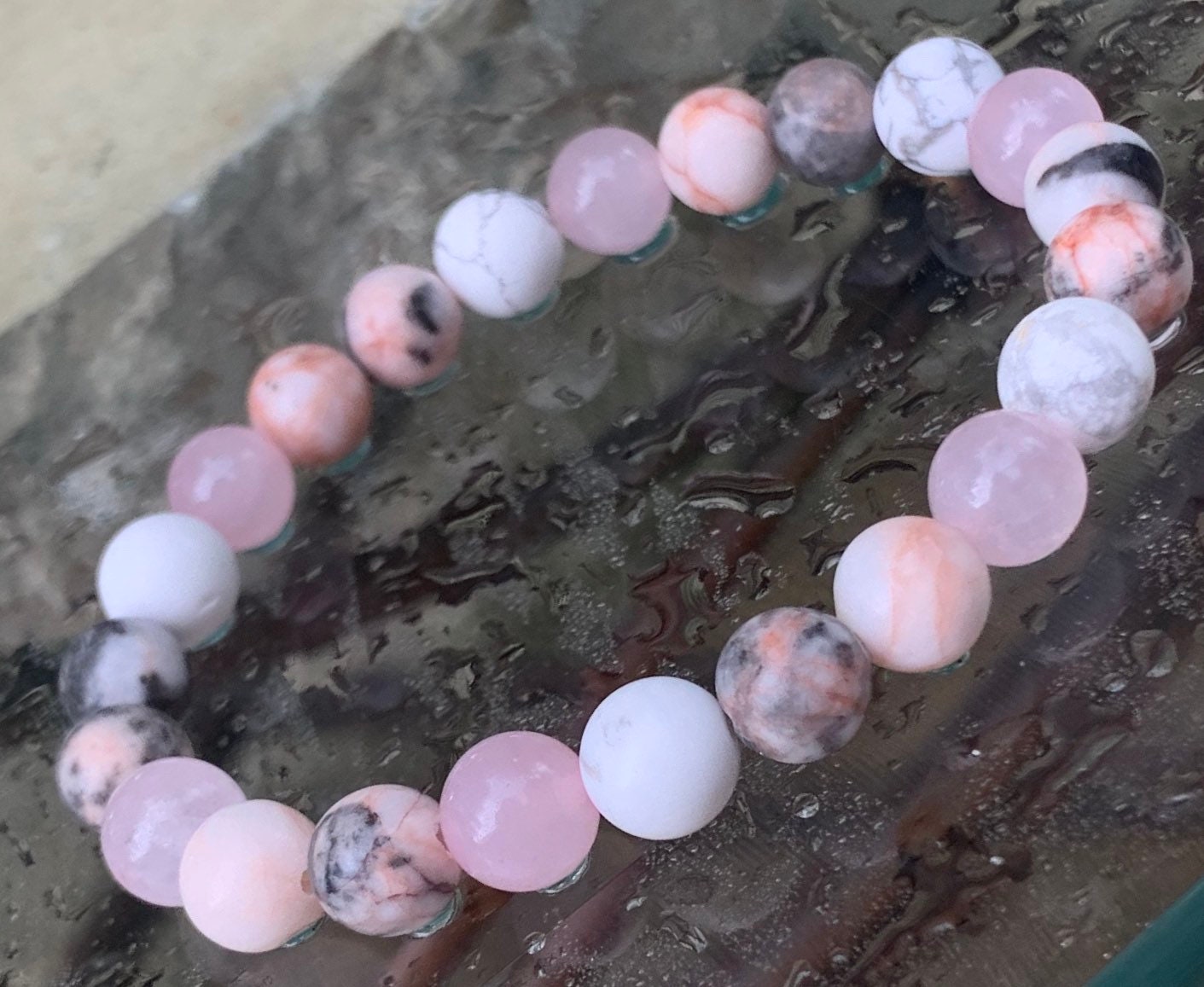 Pink Zebra Jasper - Self Awareness Calming " Grounded Spirit " Spiritual - Grounding Crystal Therapy - Holistic Healing Yoga Bracelet
