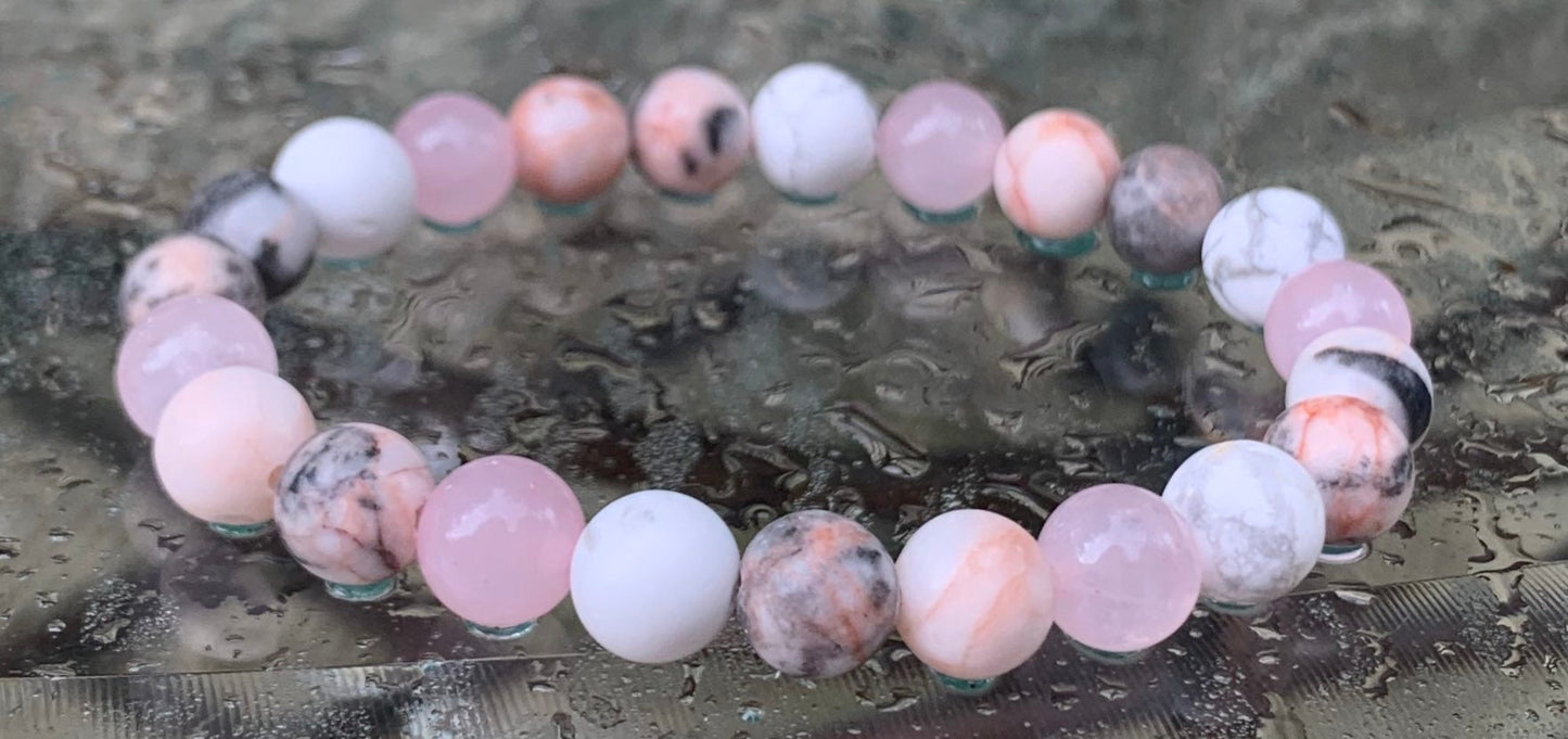 Pink Zebra Jasper - Self Awareness Calming " Grounded Spirit " Spiritual - Grounding Crystal Therapy - Holistic Healing Yoga Bracelet