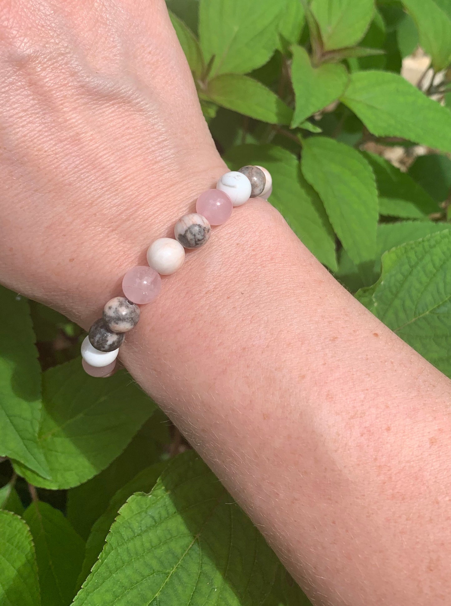 Pink Zebra Jasper - Self Awareness Calming " Grounded Spirit " Spiritual - Grounding Crystal Therapy - Holistic Healing Yoga Bracelet