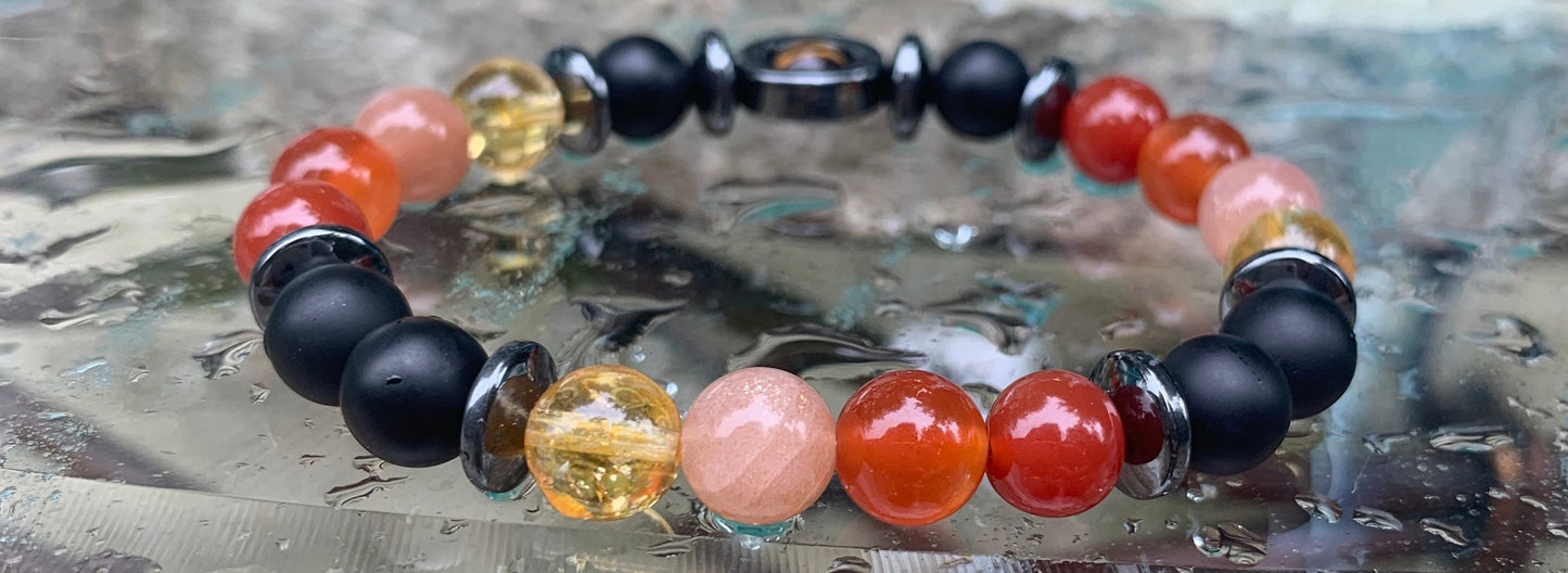 Courage - Determination " Chariots of Fire " Perseverance - Motivation - Never Give Up - You Can Do It - Crystal Healing Gemstone Bracelet