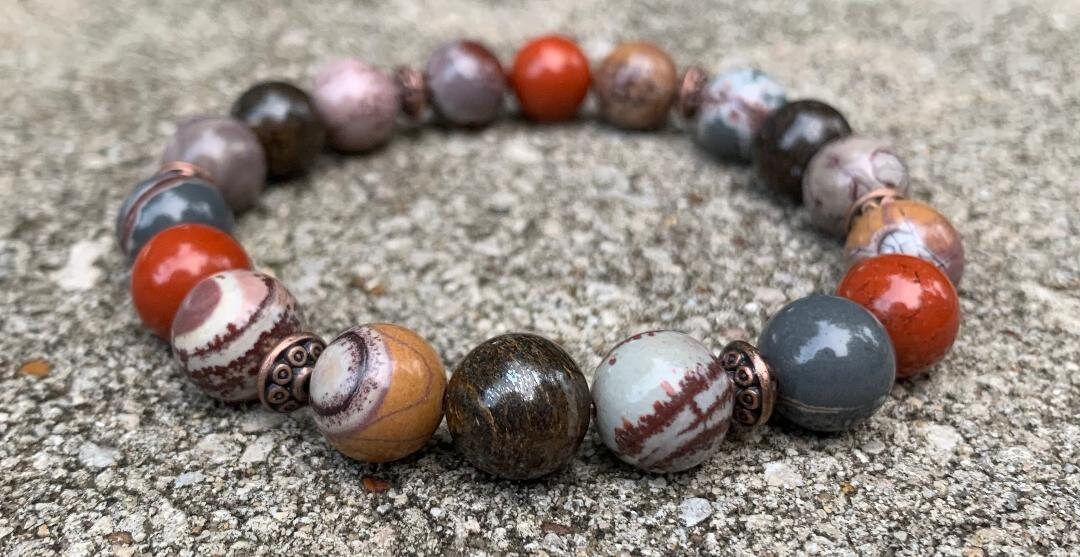 10MM Grounding Bracelet - Grounded Connection to Earth " The Earthbind Totem " Spiritual Growth & Humility - REAL Quality Gemstones