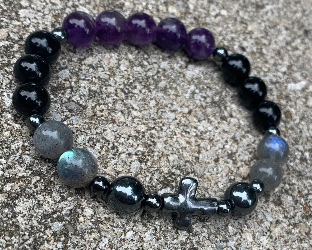 Christian Empath Protection " Shield Of Faith " Black Tourmaline - REAL High Quality Gemstones - Crystal Healing Empathy Bracelet