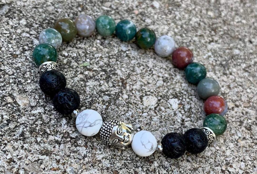 Peaceful Wellbeing - Spiritual Growth " Enlightenment and Patience " Real Quality Stones - Crystal Gemstone Healing Bracelet