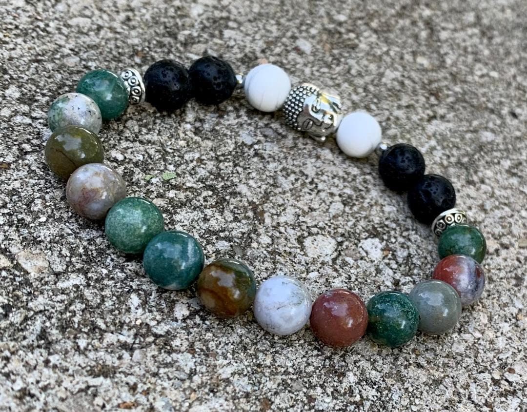 Peaceful Wellbeing - Spiritual Growth " Enlightenment and Patience " Real Quality Stones - Crystal Gemstone Healing Bracelet