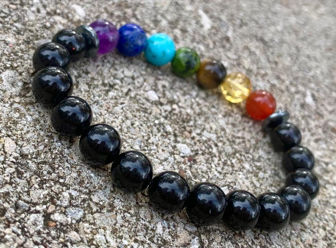 Protect and Cleanse The Auric Field - Balance Chakra Energy - Black Tourmaline & Hematite - Quality Crystal Healing and Gemstone Bracelet