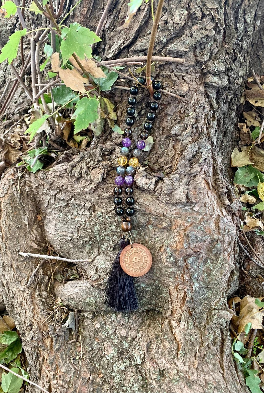 Libra Energy Car Charm - Zodiac Horoscope - "The Diplomat Libra" September October Birthday - Crystal Healing Rear View Mirror Mala Ornament