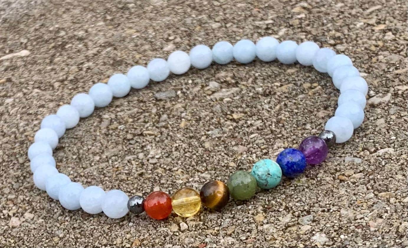 Calming Stress Relief - Chakra Balance - AAA Pale Blue Aquamarine Anklet - Anxiety Support - Real Crystal Healing Gemstone Ankle Bracelet