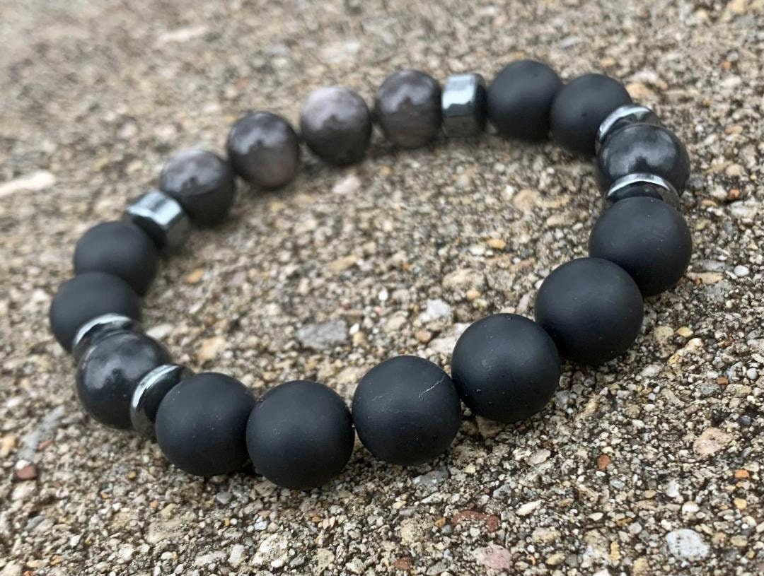 10MM Self Transformation & Spiritual Growth " Divine Reflection " Shungite EMF Protection - Onyx Obsidian Crystal Healing Gemstone Bracelet