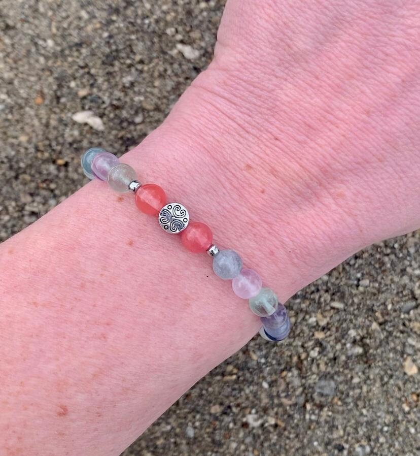 Concentration Confidence Mental Clarity " Fluorite Focus " Student Study Mercury Retrograde Crystal Therapy Holistic Healing Bracelet
