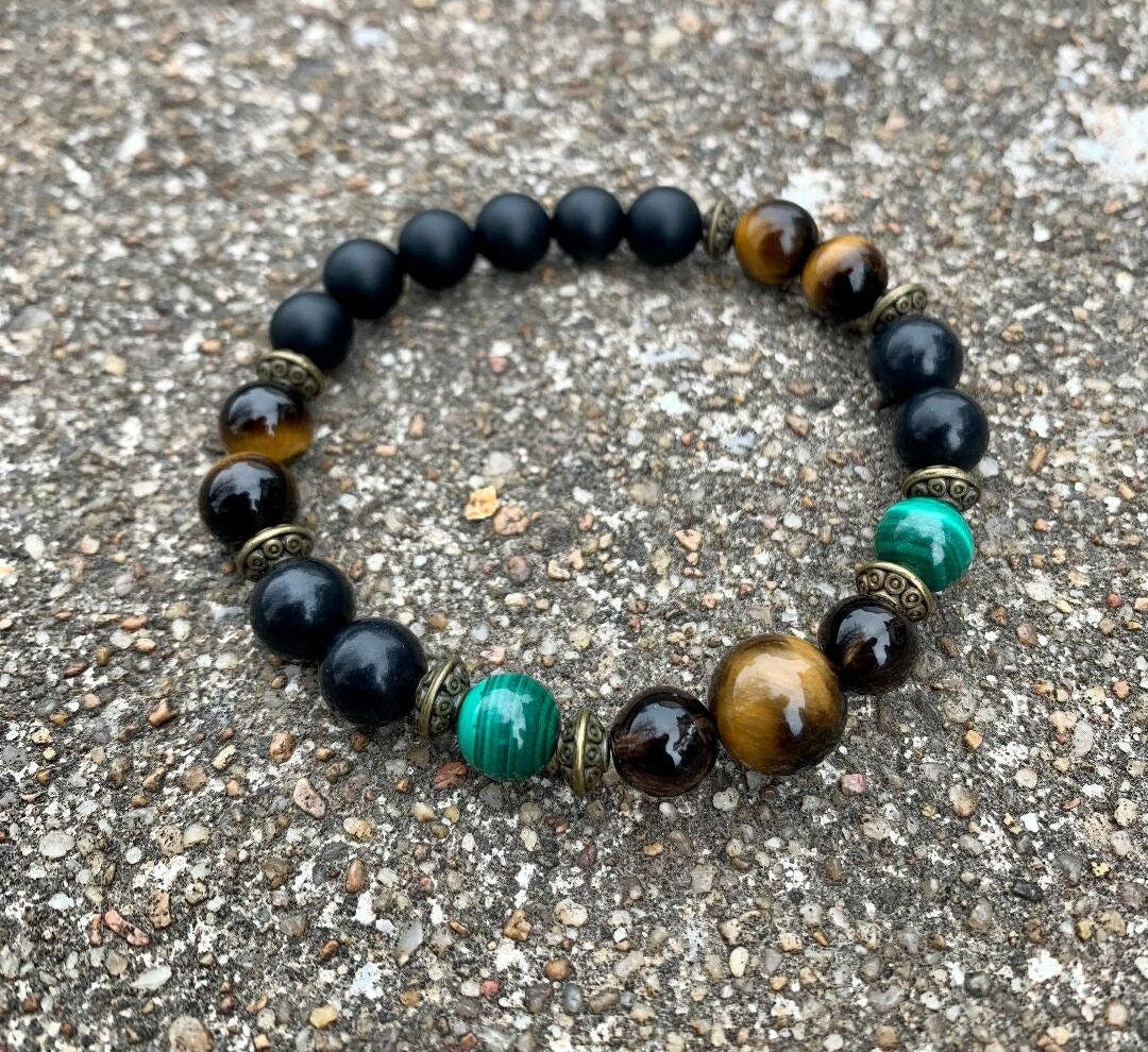 Business Mindset - Wise Leadership “ The God Father “ Success & Prosperity Bracelet - Crystal Therapy Quality Malachite Gemstone Bracelet