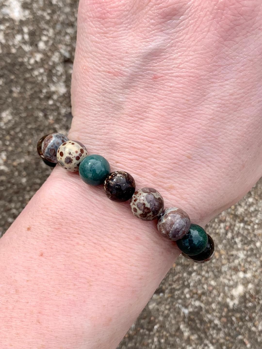 10MM Positivity and Uplifting Energy " The Earth Living Totem " AAA Astroid Jasper - Phlogopite - Moss Agate - Crystal Gemstone Bracelet