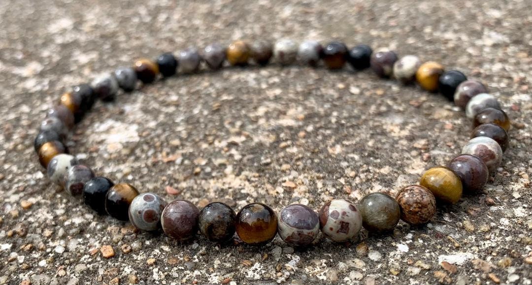 Anxiety & Stress Support Anklet - Protection - Grounding " The Stone Skin Totem " Positivity - Jasper - Phlogopite - AAA Crystal Gemstones