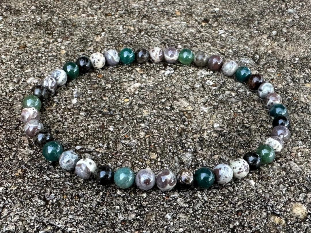 Positivity and Protection Anklet - Uplifting Energy " The Earth Living Totem " Astroid Jasper - Phlogopite - Moss Agate - Crystal Gemstones