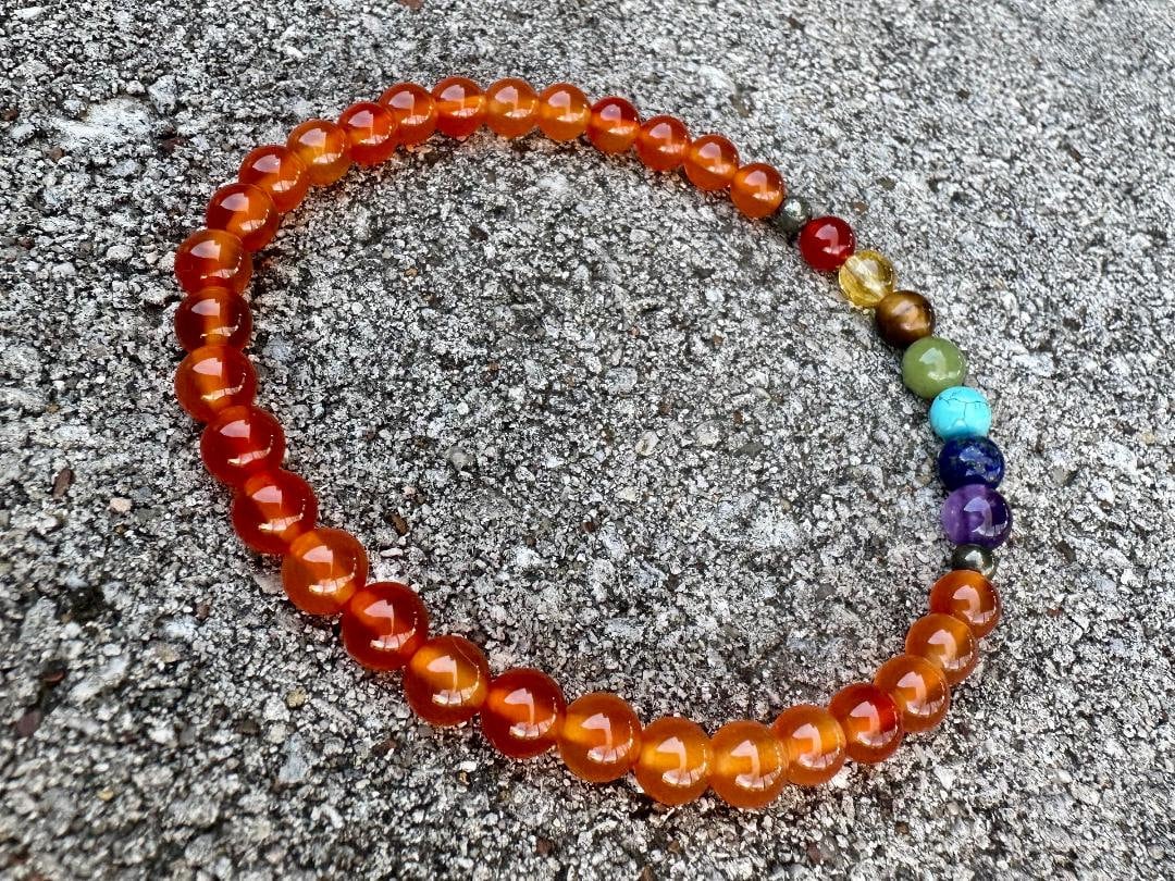 Creativity & Self Empowerment Anklet - Chakra Balance - Strength and Courage - Orange Carnelian - Pyrite - Real Crystal Healing Gemstones
