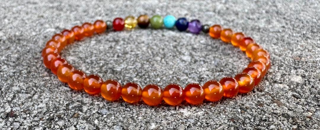 Creativity & Self Empowerment Anklet - Chakra Balance - Strength and Courage - Orange Carnelian - Pyrite - Real Crystal Healing Gemstones