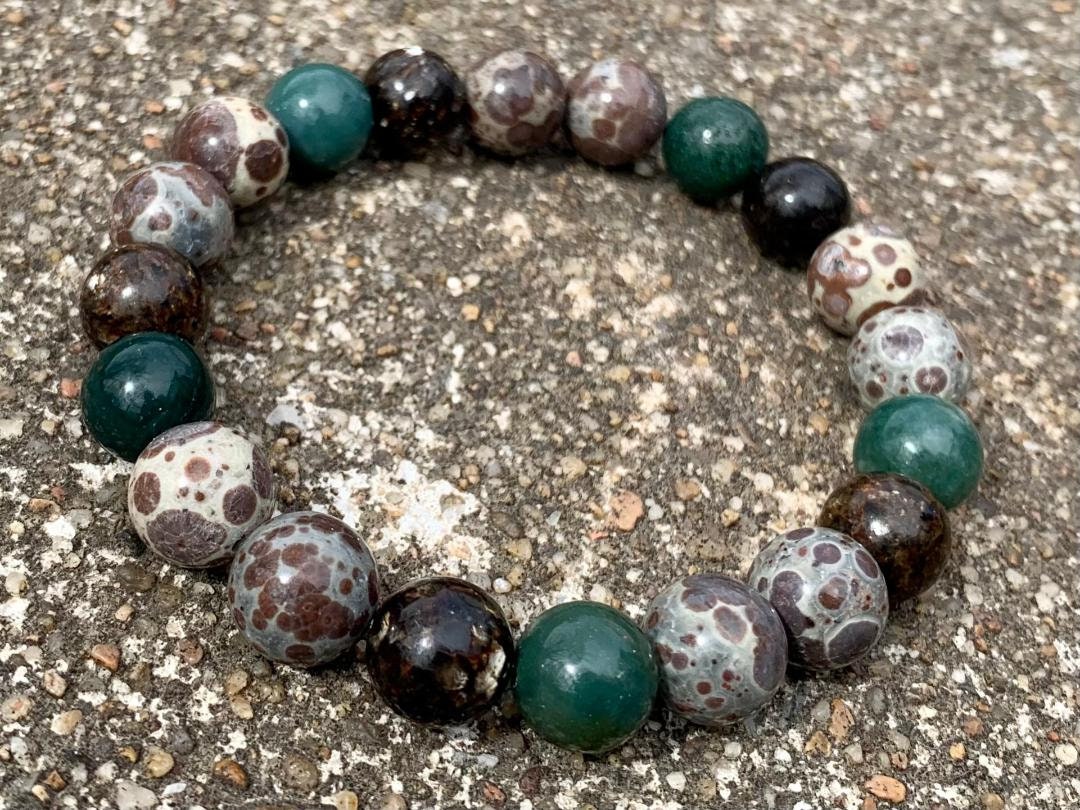 10MM Positivity and Uplifting Energy " The Earth Living Totem " AAA Astroid Jasper - Phlogopite - Moss Agate - Crystal Gemstone Bracelet