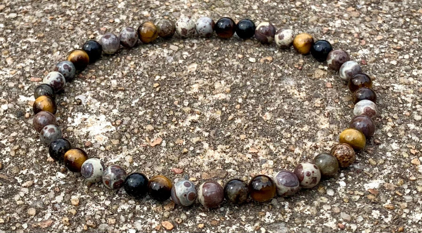 Anxiety & Stress Support Anklet - Protection - Grounding " The Stone Skin Totem " Positivity - Jasper - Phlogopite - AAA Crystal Gemstones