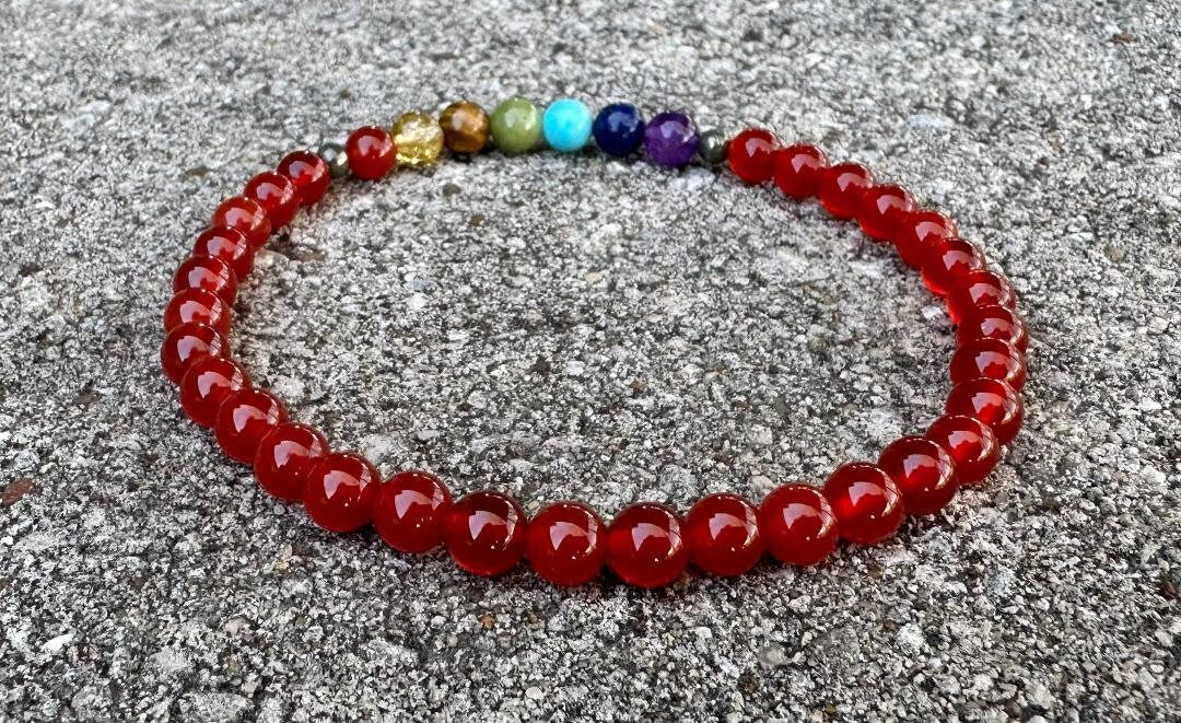 Strength & Creativity Anklet - Chakra Balance - Protection and Courage - Red Carnelian - Pyrite - Real Crystal Healing Empowerment Gemstones