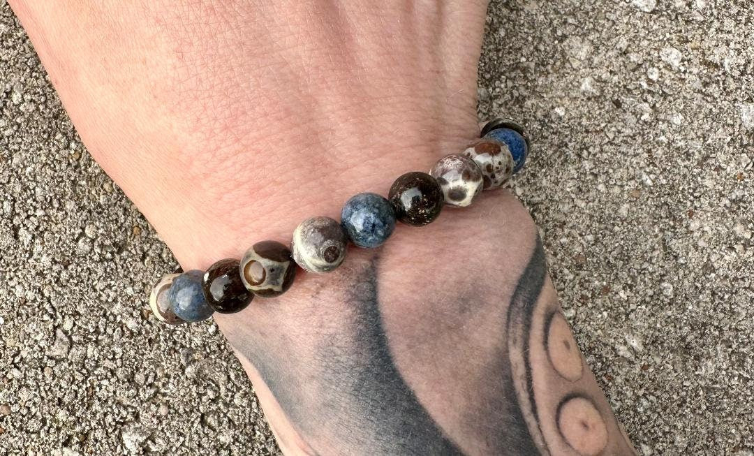 Intuition - Gifted Abilities - Insight " The Spirit Walkers Totem " AAA Dumortierite - Phlogopite - Real Crystal Healing Gemstone Bracelet
