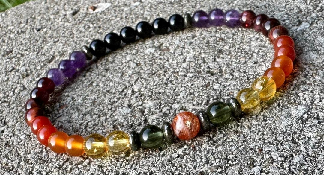 Summer Solstice " Midsummer Flames + " AAA PRECIOUS GRADE Sunstone - Moldavite - Citrine - Carnelian - Garnet - Crystal Gemstone Anklet