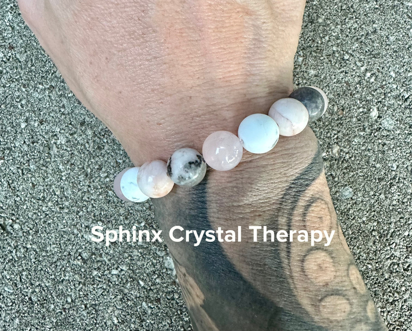 10mm Calming Energy - Anxiety Support " Grounded Spirit " Pink Zebra Jasper - Rose Quartz - Spiritual Grounding Crystal Gemstone Bracelet