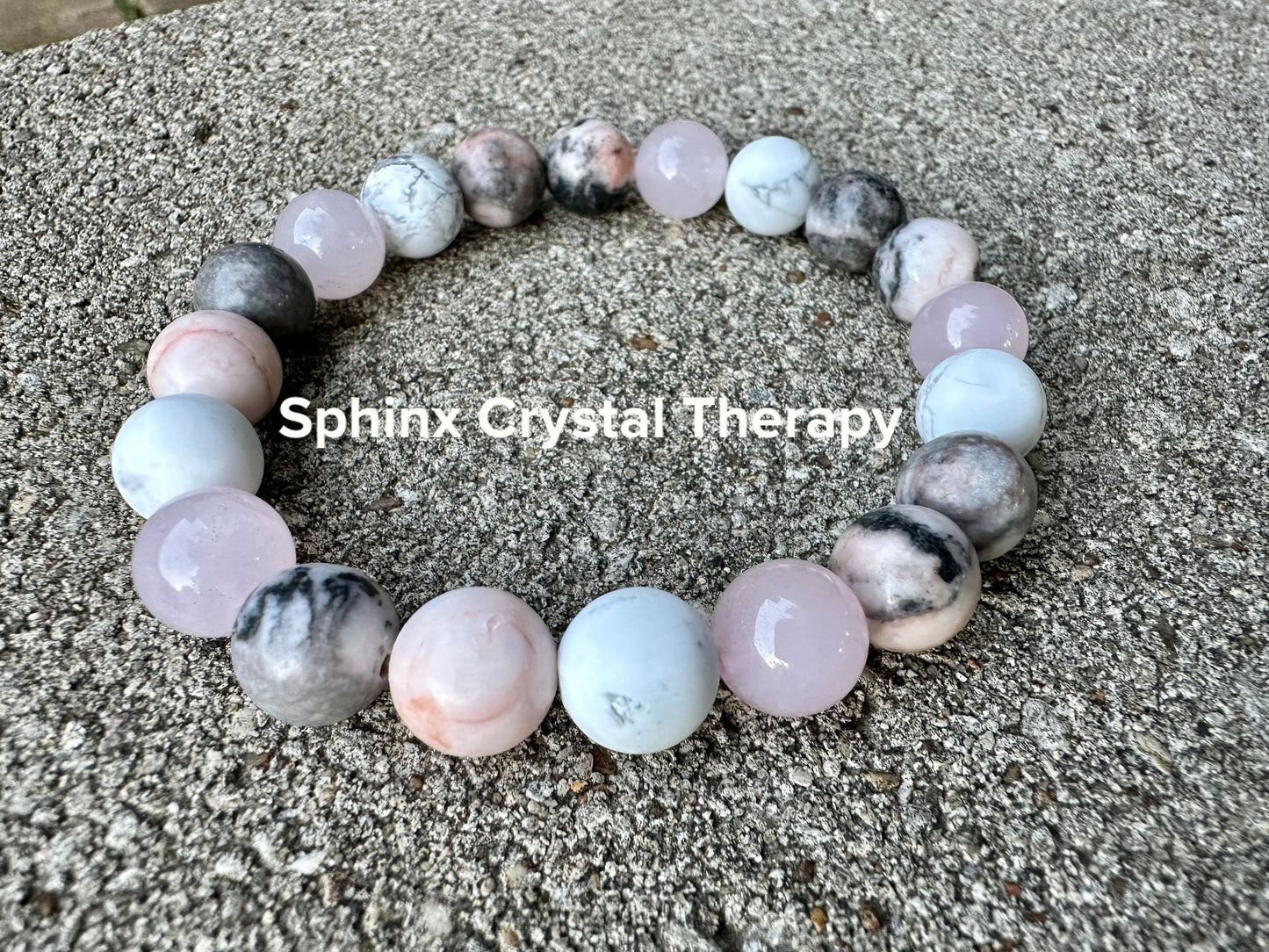10mm Calming Energy - Anxiety Support " Grounded Spirit " Pink Zebra Jasper - Rose Quartz - Spiritual Grounding Crystal Gemstone Bracelet