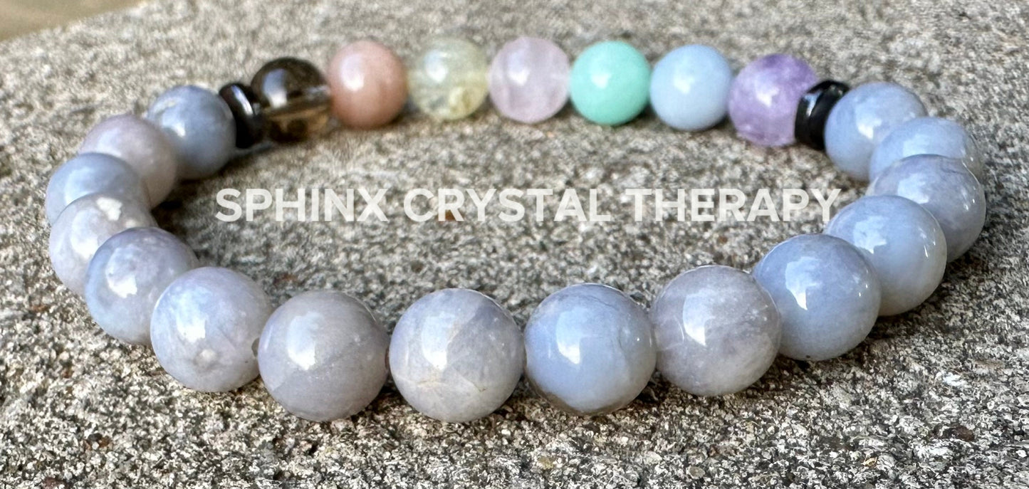 8mm RARE AAA Blue Rose Quartz - Self love & Emotional Healing - PASTEL Chakra Stones - Stress Anxiety Depression Support - Crystal Bracelet