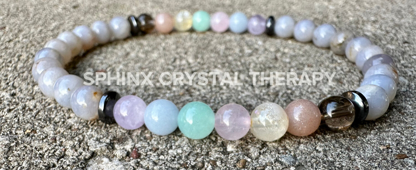 RARE AAA Blue Rose Quartz - Self love & Emotional Healing - PASTEL Chakra Stones - Stress Anxiety Depression Support - Crystal Anklet