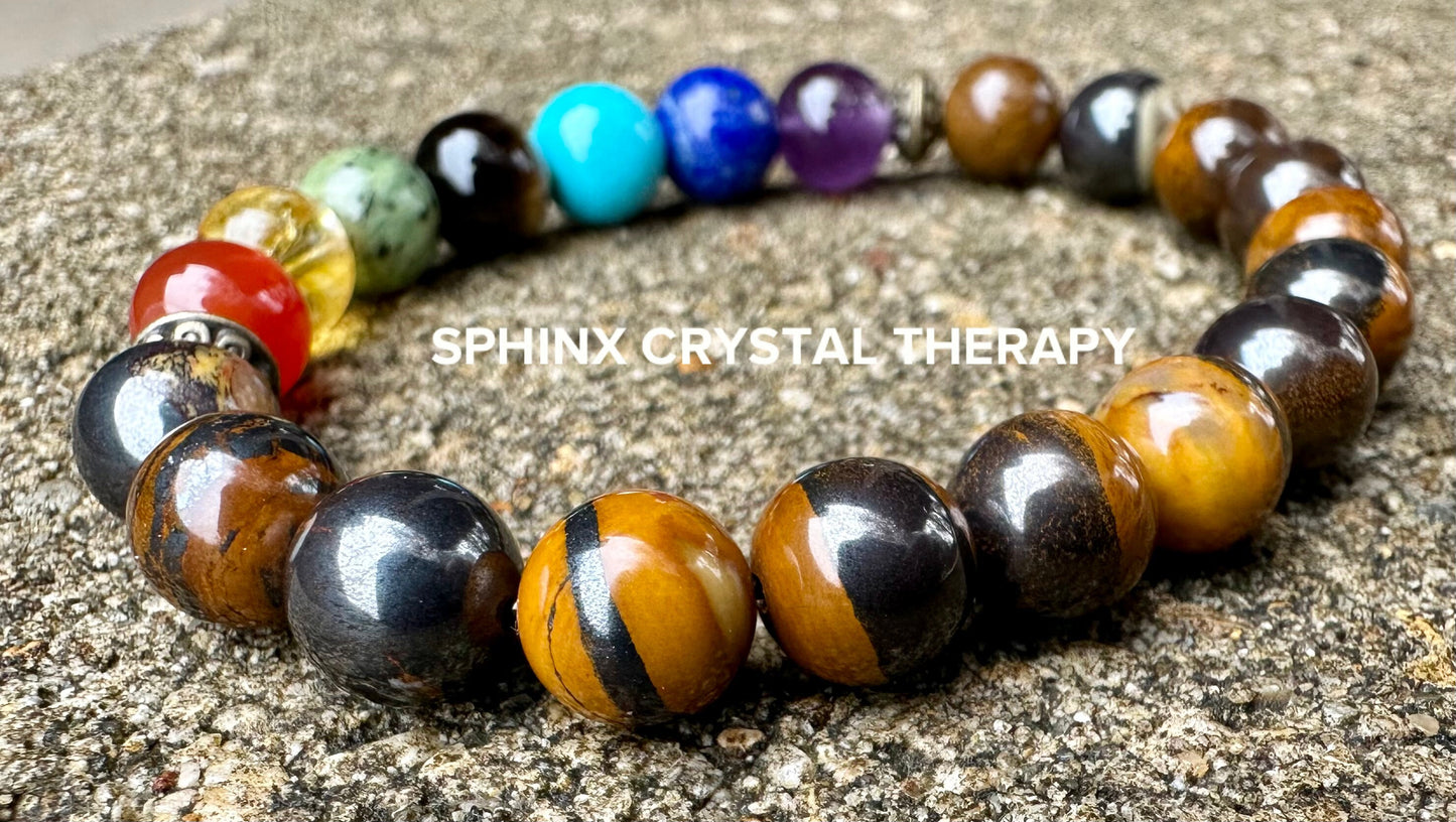 Chakra Balance - AAA High Grade Red Tiger Iron - Grounding - Strength - Protection - Real Quality Crystal Healing Gemstone Bracelet