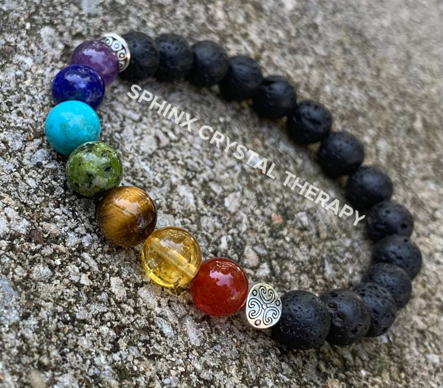Chakra Balance - Protection - Volcano Rock - Lava Bead Diffuser - Aura Clearing - Cleanse Chakras - Crystal Healing REAL Gemstone Bracelet