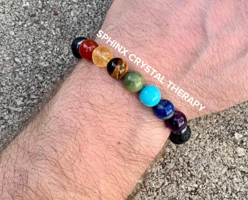 10MM Chakra Balance - Protection & Strength - Volcano Rock - Oil Diffuser - Crystal Healing Gemstones - Quality Spiritual Grounding Bracelet