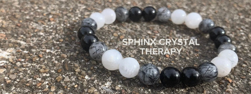 Spiritual Growth - Divine Feminine " Goddess Of The Moon " Empath - Lightworker - AAA Black Rutile - Tourmaline - Moonstone Crystal Bracelet