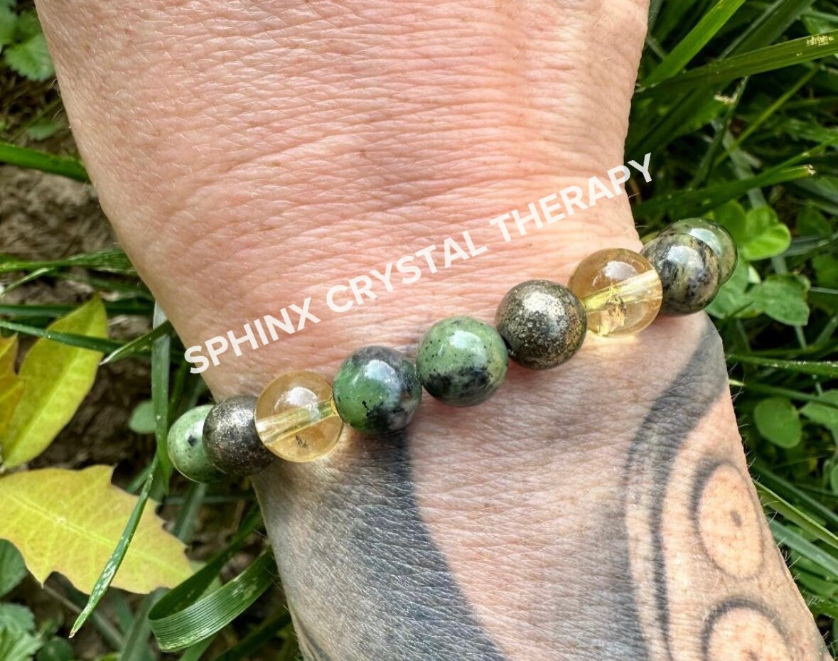 Manifest Wealth Fortune " Show Me The Money " Success Business Mindset Luck Crystal Therapy Bracelet