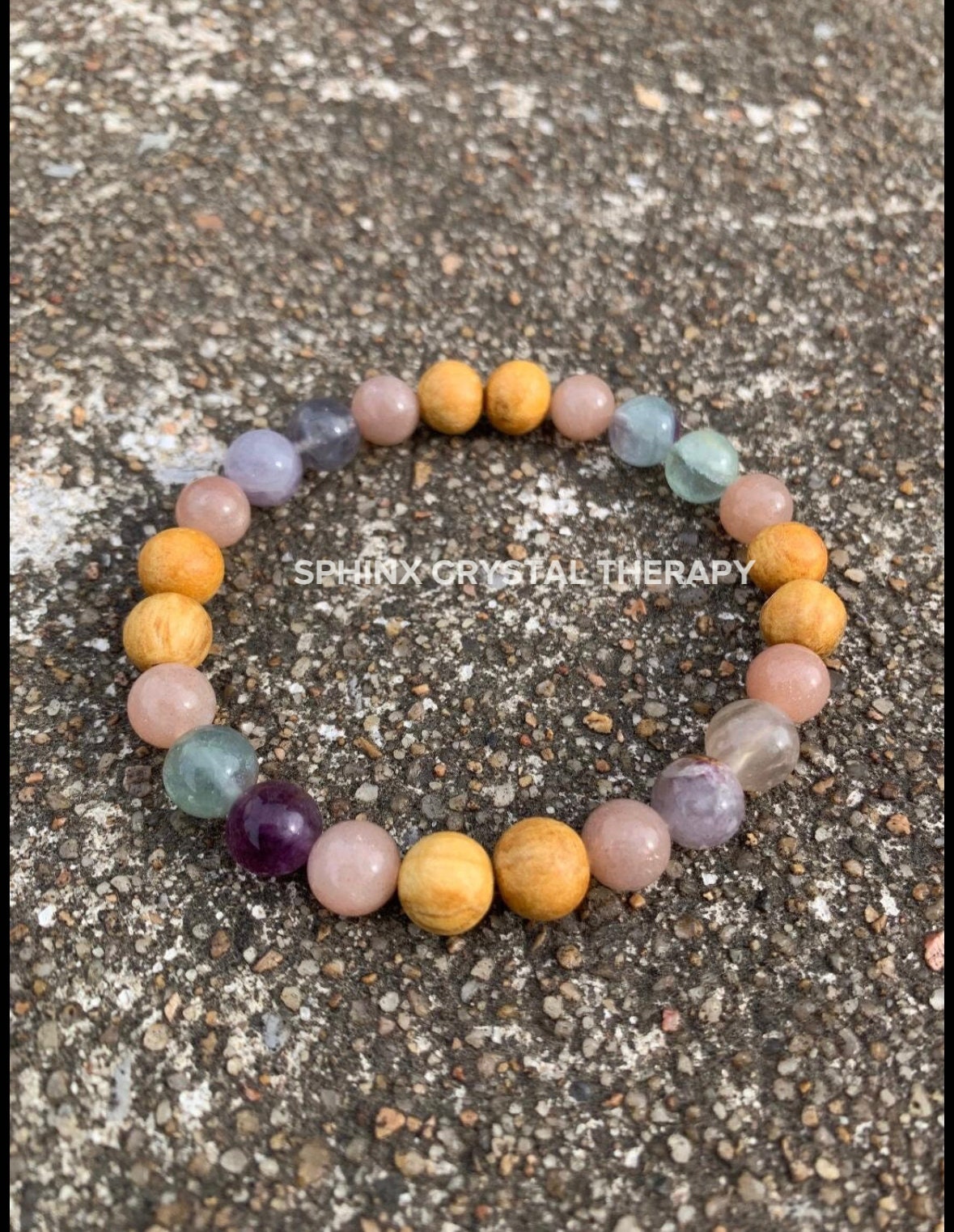 Focus " Goddess of Clarity " Stress & Anxiety support - Concentration - AAA Moonstone - Fluorite - Palo Santo Gemstone Crystal Bracelet