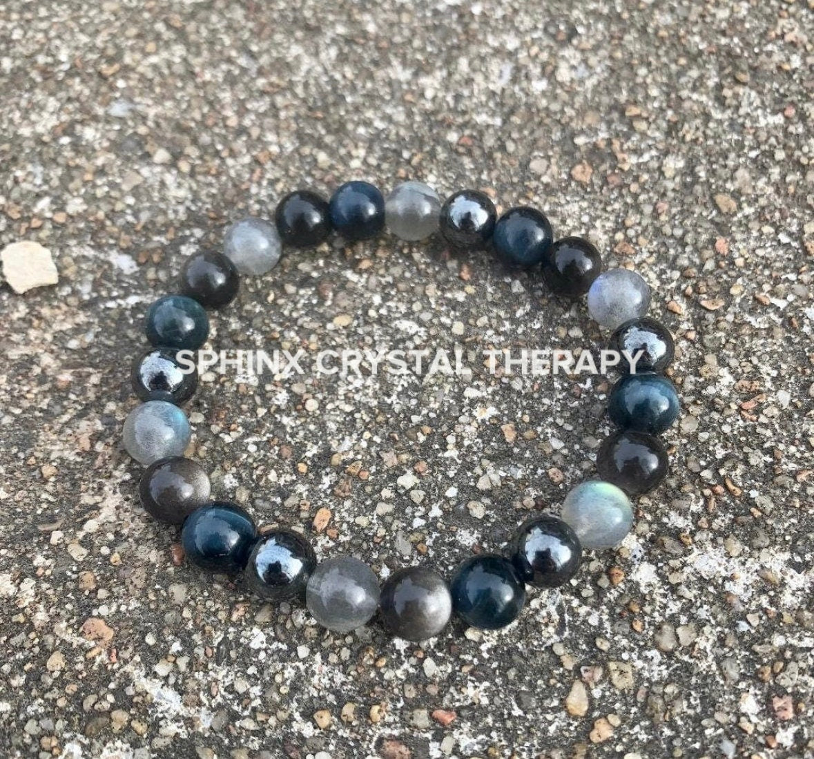 Self Empowerment - Strength & Courage " You are the Universe " AAA Blue Tigers Eye - Labradorite - Silver Obsidian Crystal Gemstone Bracelet