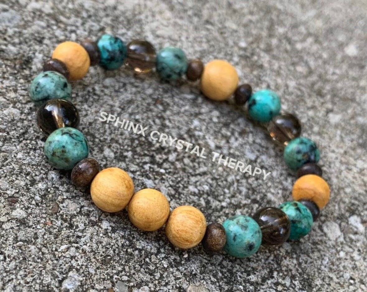 Earth Grounding & Transformation - Spiritual Growth " Voice Of The Earth " Palo Santo Wood - Mediation Crystal Healing Gemstone Bracelet