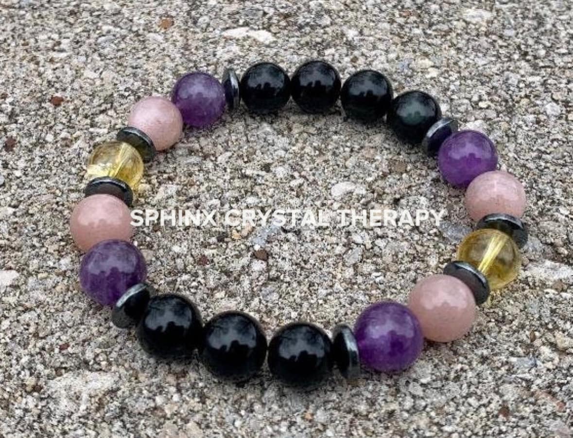10MM Cancer Sign Energy - Zodiac Horoscope " The Intuitive Cancer " June July Birthday - Real Quality Gemstones - Crystal Astrology Bracelet