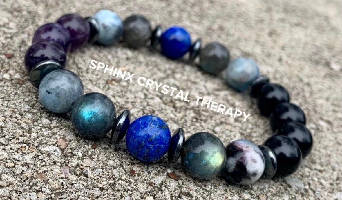 10MM Pisces Energy Bracelet - Zodiac Horoscope "The Compassionate Pisces" February March Birthday - High Grade Gemstones & Crystals
