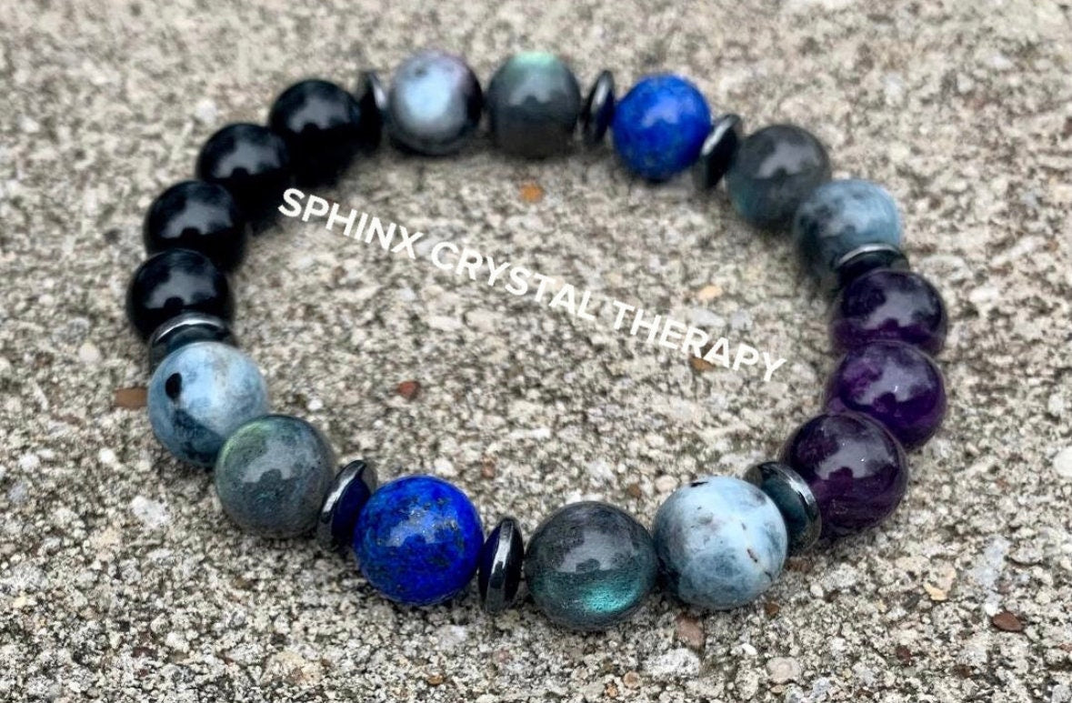 10MM Pisces Energy Bracelet - Zodiac Horoscope "The Compassionate Pisces" February March Birthday - High Grade Gemstones & Crystals