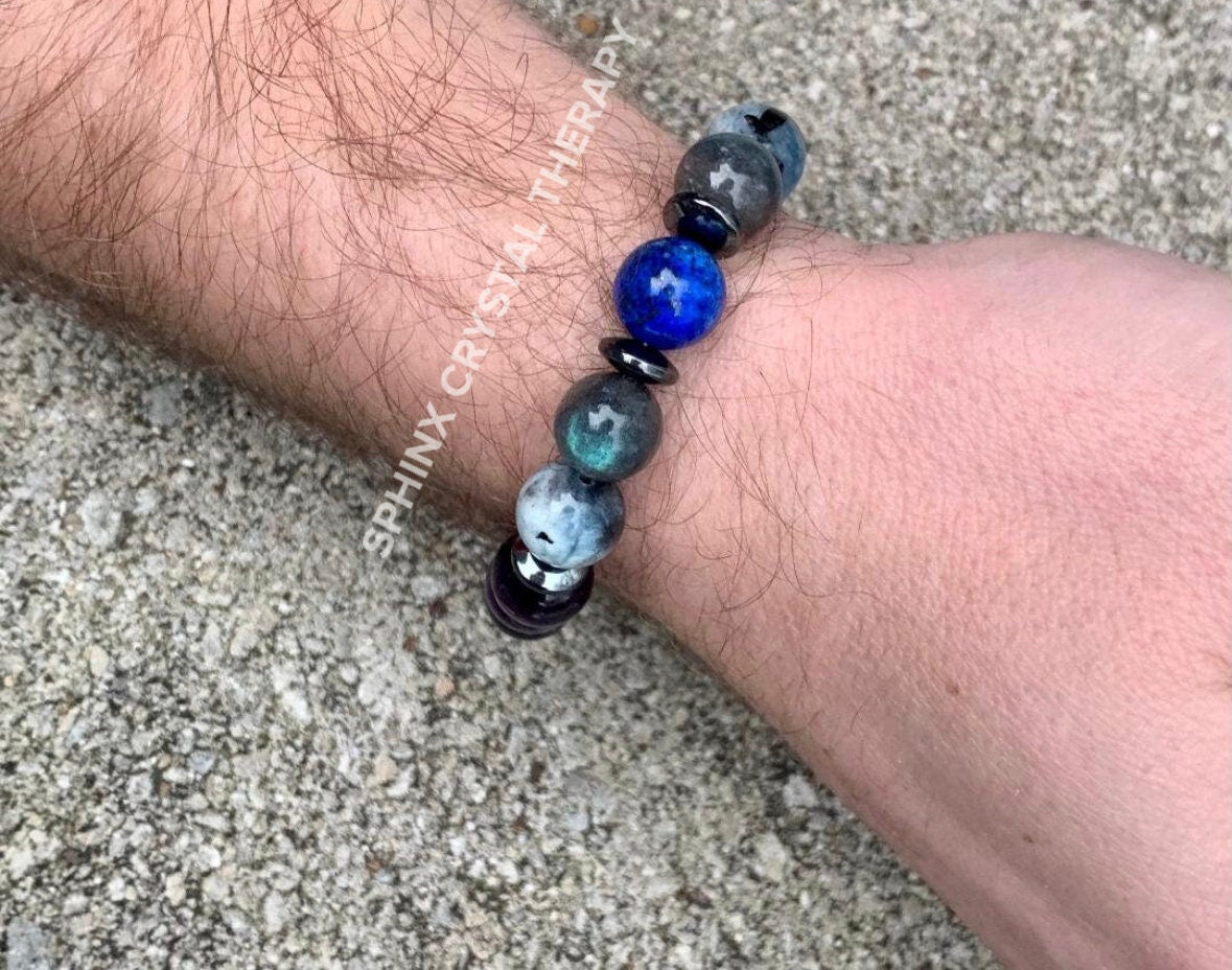 10MM Pisces Energy Bracelet - Zodiac Horoscope "The Compassionate Pisces" February March Birthday - High Grade Gemstones & Crystals