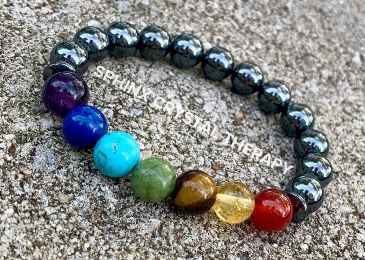 10MM Grounding Bracelet - Balance Chakra Energies - AAA High Grade Hematite - Protection & Strength - Crystal Healing Quality Gemstones