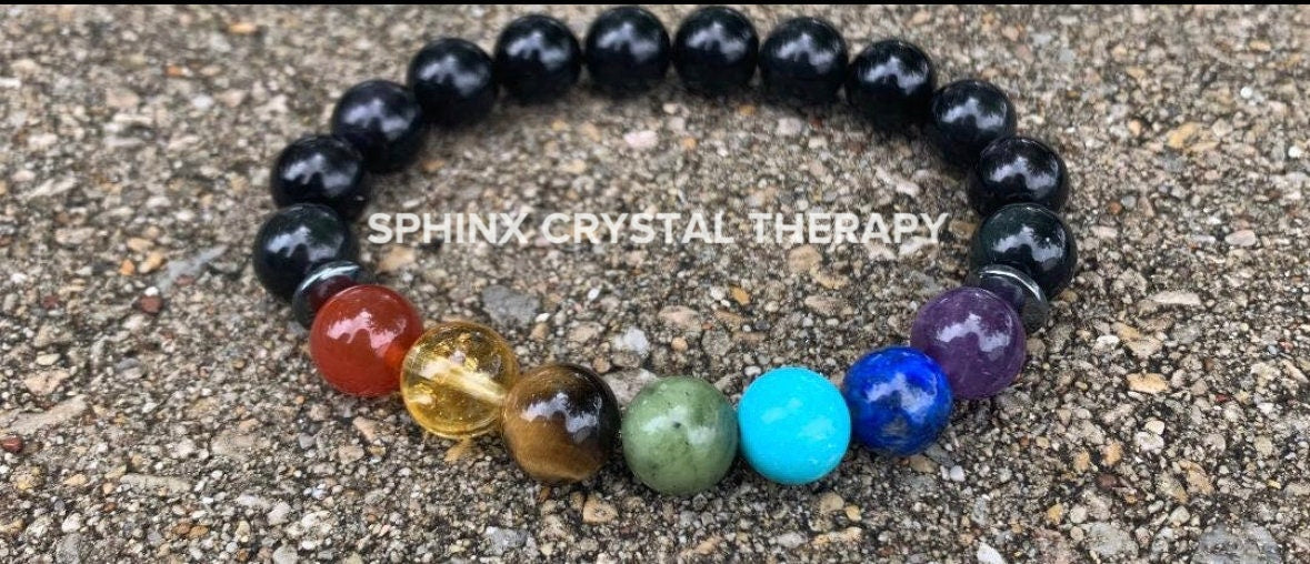 10MM Negativity Shield - Protection and Grounding - Chakra Balance - AAA Black Obsidian & Hematite - REAL Quality Crystal Gemstone Bracelet