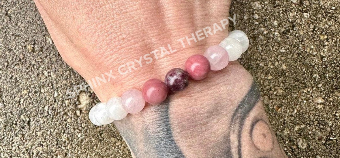 Self Love & Feminine Energy - Emotional Support " Love Boat " Aura Clearing - Moonstone - Rose Quartz - Eudialyte - Heart Healing Bracelet